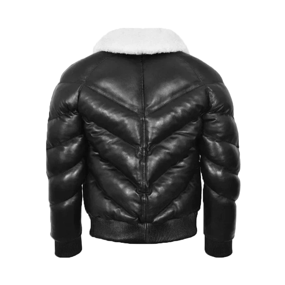 Puffer Classic Padded Fur Collar Jacket White - Image 2