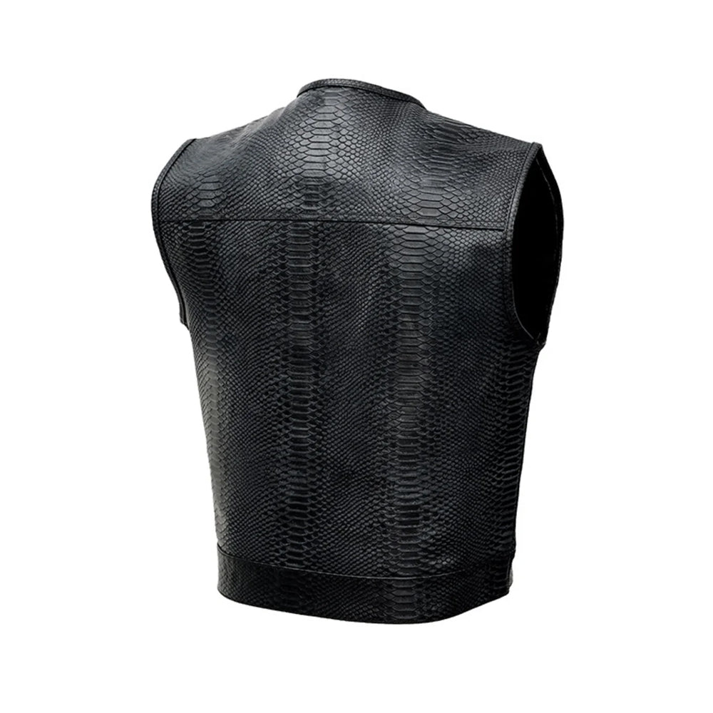 Men's Lowcut Motorcycle Leather Vest - Image 2