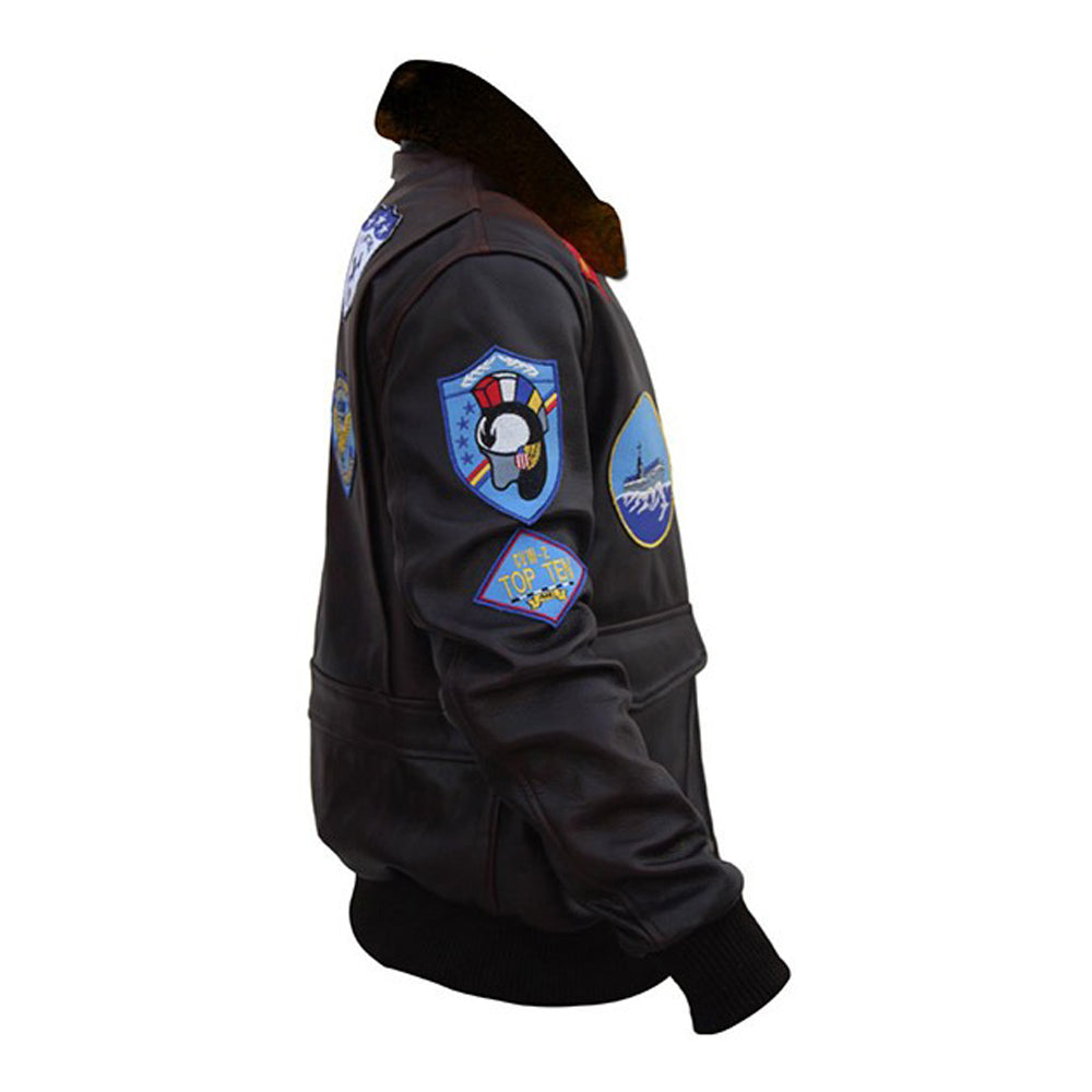 Brown Genuine Leather Biker Jacket For Men - Image 3