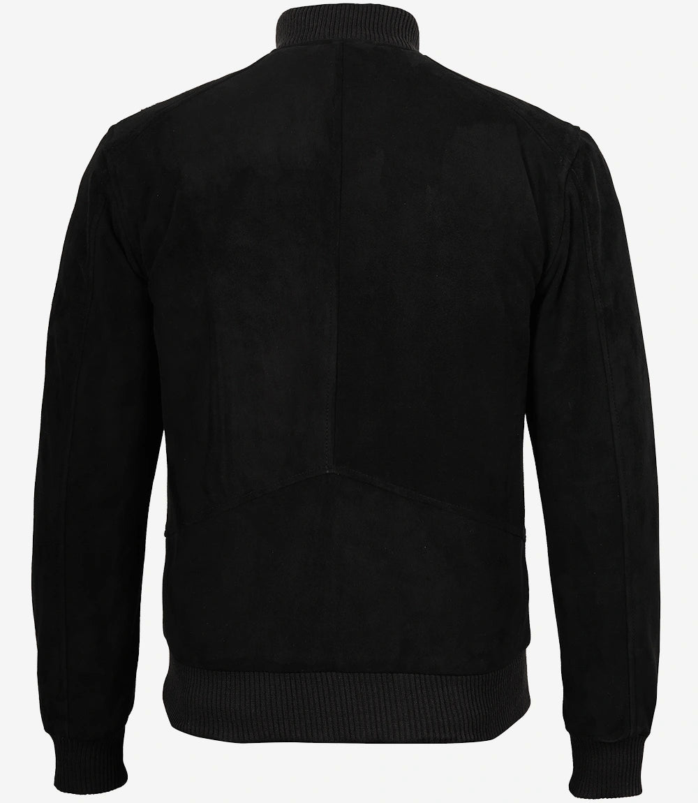 Adamsville Men's Black Suede Bomber Jacket - Image 2