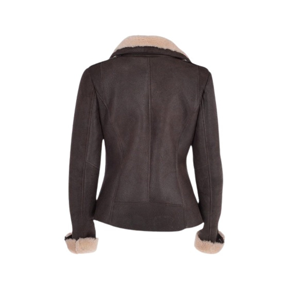 Women’s Luxury Aviator Shearling Bomber Jacket - Image 2